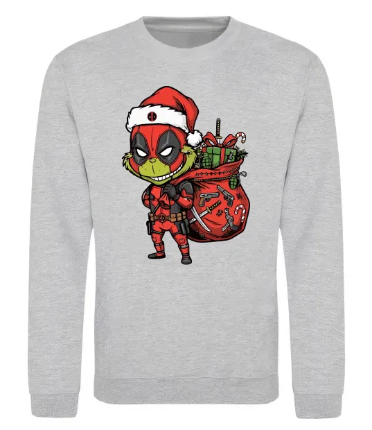 Свитшот Deadpool Grinch Серый меланж фото