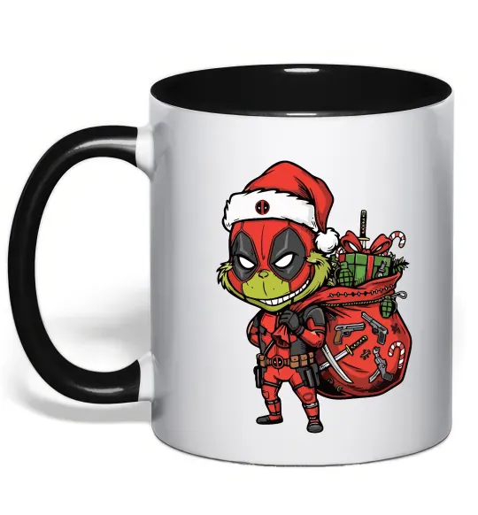 Чашка з кольоровою ручкою Deadpool Grinch Чорний фото