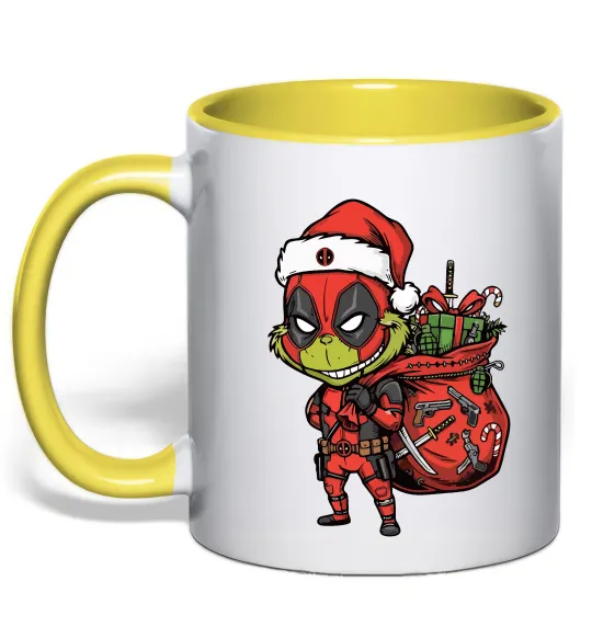 Чашка с цветной ручкой Deadpool Grinch Лимонный фото