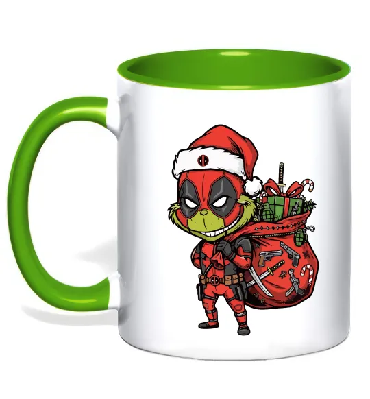 Чашка с цветной ручкой Deadpool Grinch Лаймовый фото
