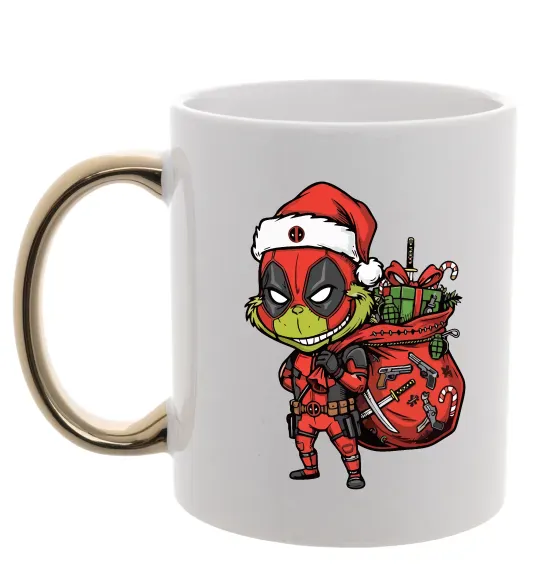 Чашка з кольоровою ручкою Deadpool Grinch Золото фото
