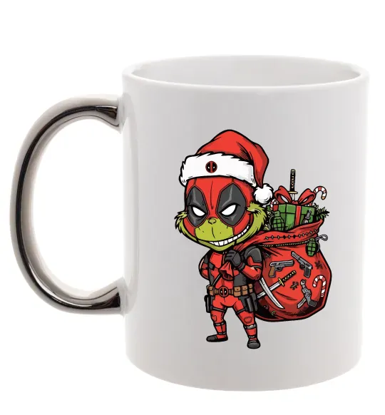 Чашка з кольоровою ручкою Deadpool Grinch Срібло фото