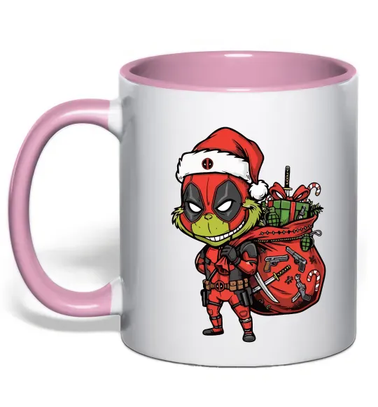 Чашка з кольоровою ручкою Deadpool Grinch Ніжно рожевий фото