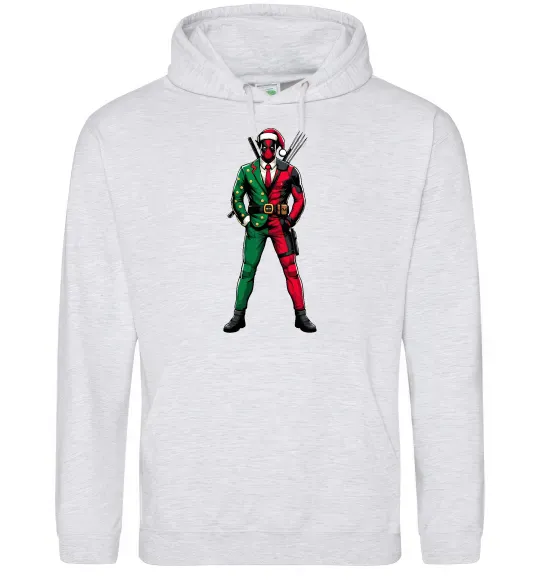 Женская толстовка (худи) Deadpool New Year Серый меланж фото