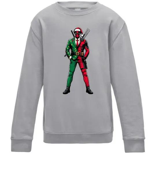Детский Свитшот Deadpool New Year Серый меланж фото