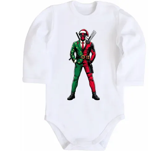 Детский боди Deadpool New Year Белый фото