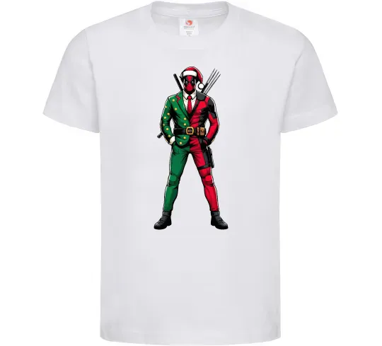 Дитяча футболка Deadpool New Year Білий фото