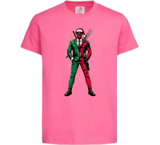 Дитяча футболка Deadpool New Year Яскраво-рожевий фото