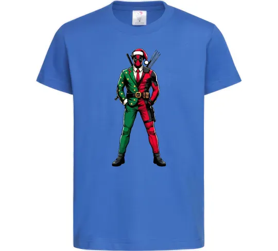 Дитяча футболка Deadpool New Year Яскраво-синій фото