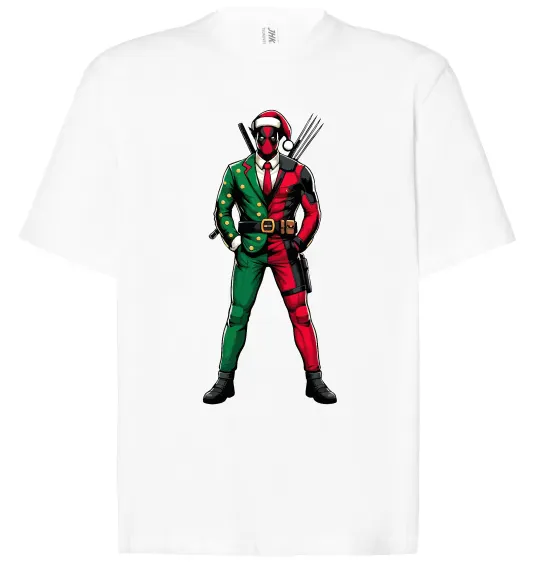 Футболка Оверсайз Deadpool New Year Білий фото