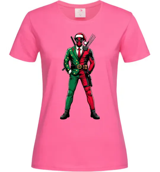 Жіноча футболка Deadpool New Year Яскраво-рожевий фото