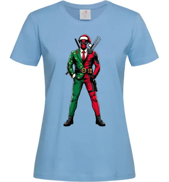 Жіноча футболка Deadpool New Year Блакитний фото