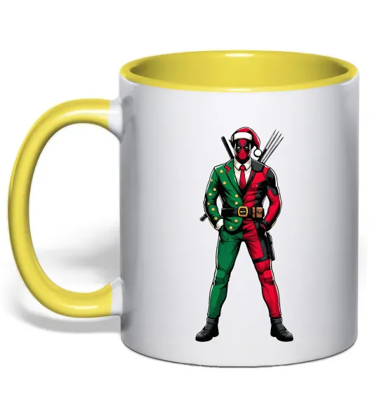 Чашка з кольоровою ручкою Deadpool New Year Лимонний фото