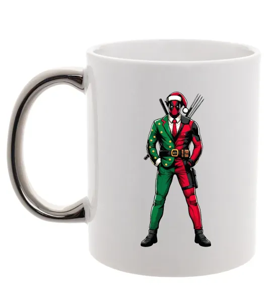 Чашка с цветной ручкой Deadpool New Year Серебро фото