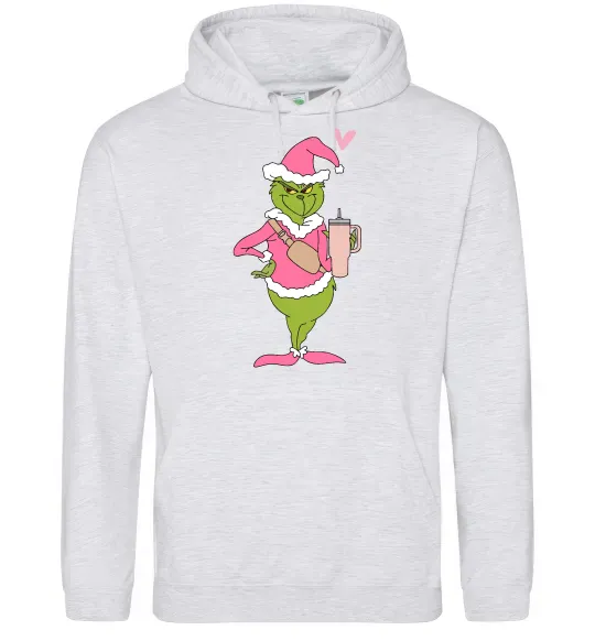 Жіноча толстовка (худі) Grinch pink Сірий меланж фото