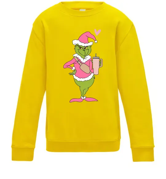 Детский Свитшот Grinch pink Солнечно желтый фото