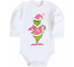 Дитячий бодік Grinch pink Білий фото