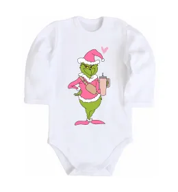 Детский боди Grinch pink Белый фото