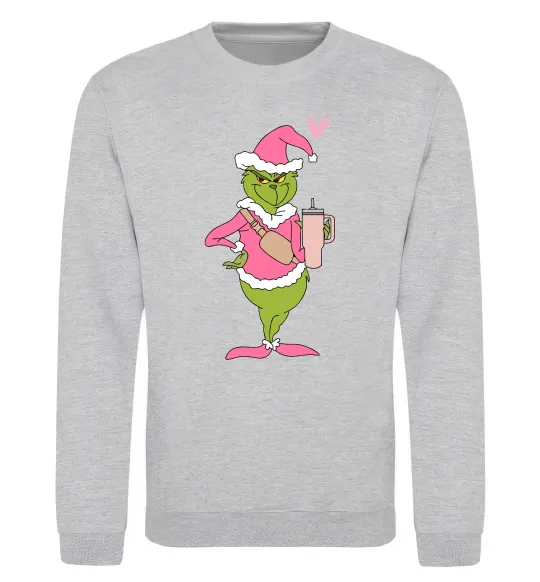 Свитшот Grinch pink Серый меланж фото