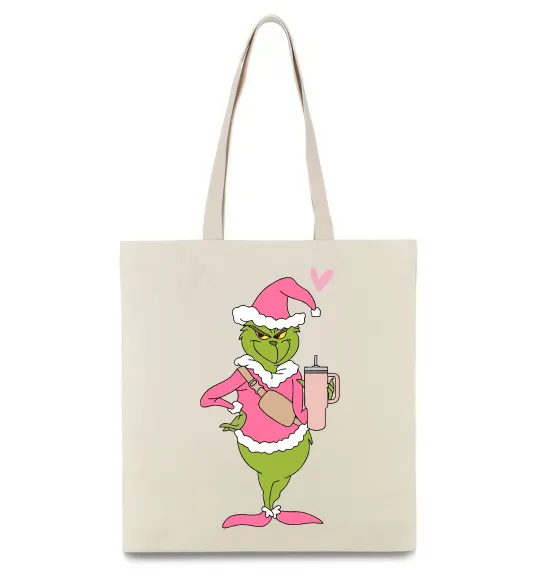 Эко-сумка Grinch pink Бежевый фото