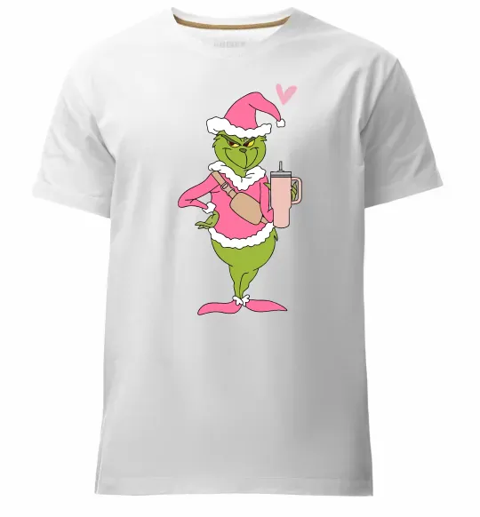 Мужская премиум футболка Grinch pink Белый фото