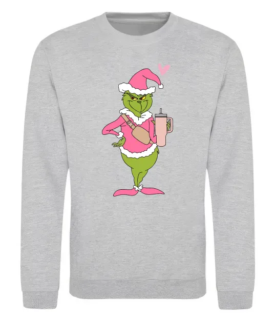 Свитшот Grinch pink Серый меланж фото