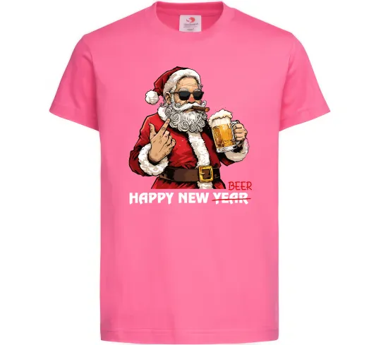 Детская футболка Happy New Beer Ярко-розовый фото