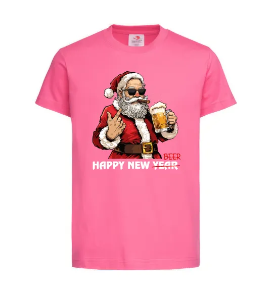 Дитяча футболка Happy New Beer Яскраво-рожевий фото