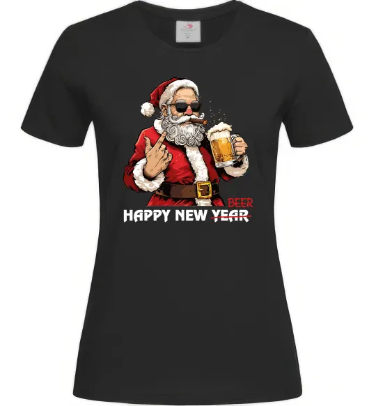 Жіноча футболка Happy New Beer Чорний фото