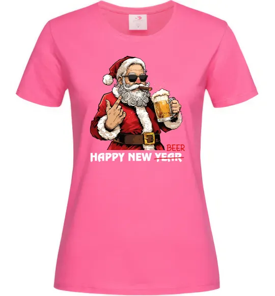Жіноча футболка Happy New Beer Яскраво-рожевий фото