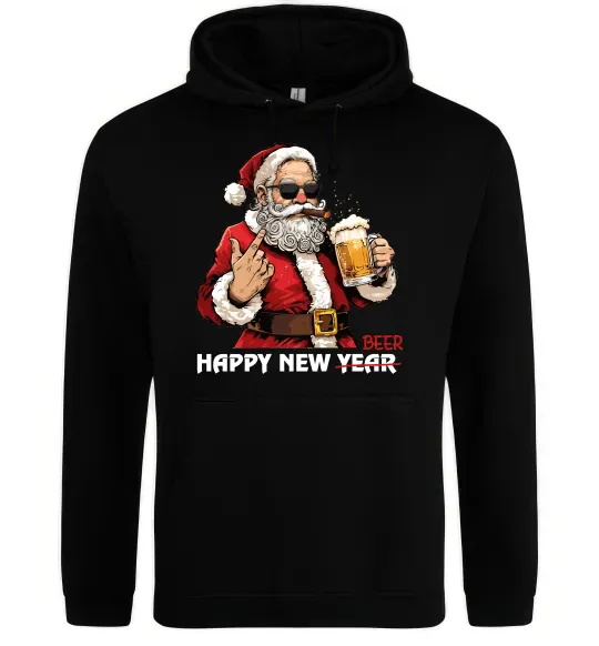 Мужская толстовка (худи) Happy New Beer Черный фото