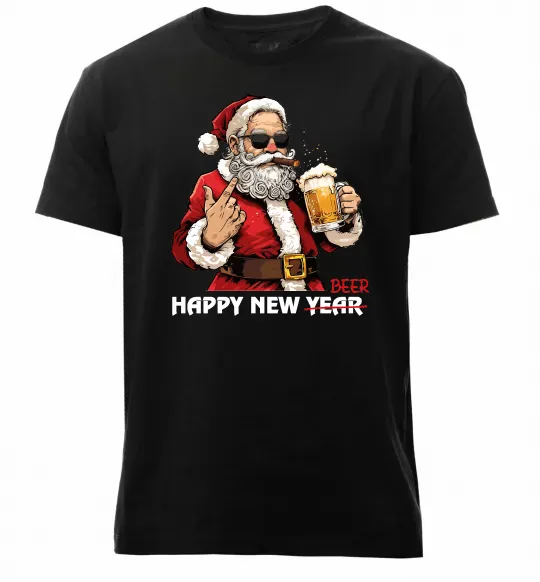 Мужская премиум футболка Happy New Beer Черный фото