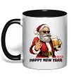 Чашка с цветной ручкой Happy New Beer Черный фото