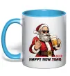 Чашка с цветной ручкой Happy New Beer Голубой фото