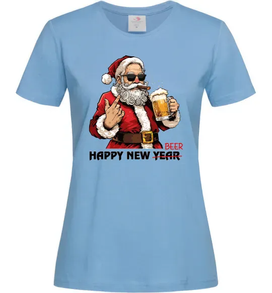 Жіноча футболка Happy New Beer Блакитний фото
