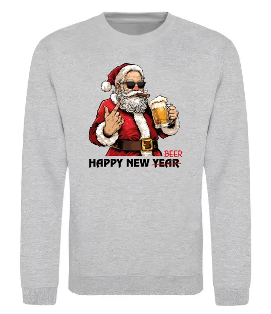 Свитшот Happy New Beer Серый меланж фото