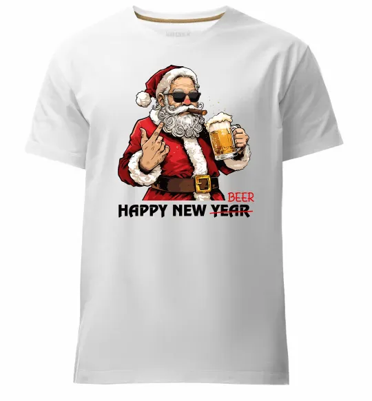 Мужская премиум футболка Happy New Beer Белый фото