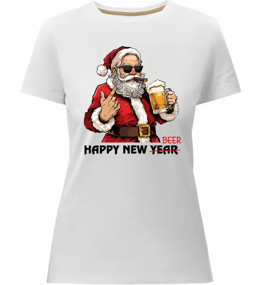 Женская премиум футболка Happy New Beer Белый фото