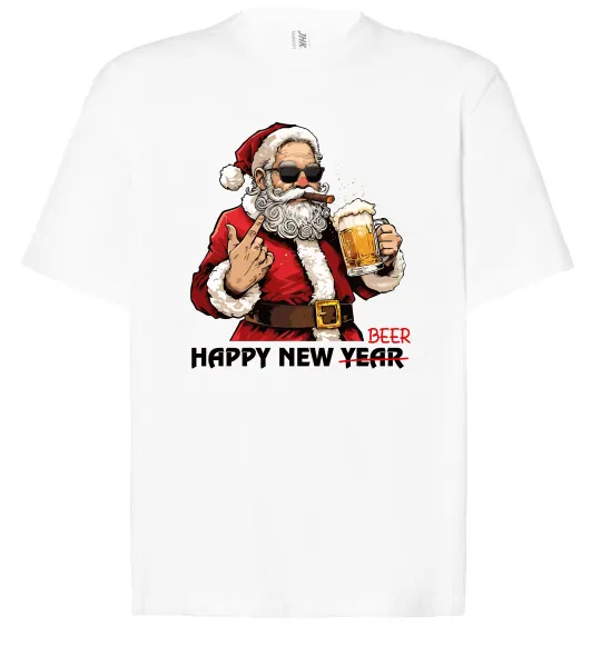 Футболка Оверсайз Happy New Beer Белый фото