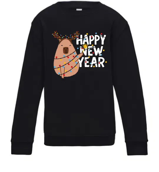 Дитячий світшот Новорічна капібара Чорний фото