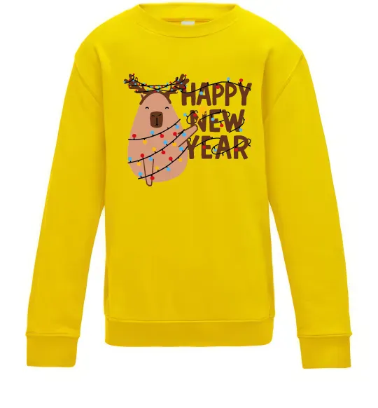 Дитячий світшот Новорічна капібара Сонячно жовтий фото