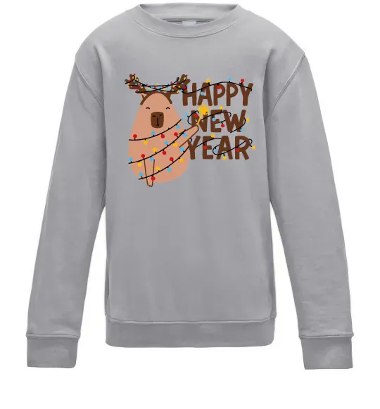 Дитячий світшот Новорічна капібара Сірий меланж фото