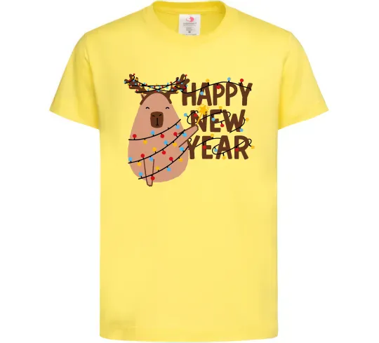 Дитяча футболка Новорічна капібара Лимонний фото