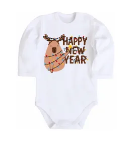 Детский боди Новорічна капібара Белый фото