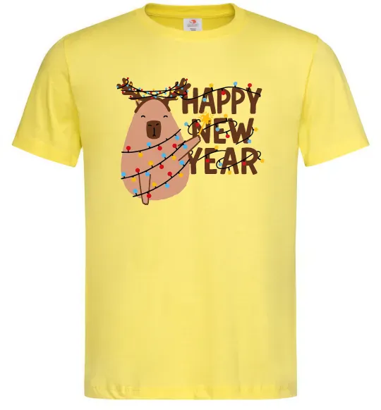 Чоловіча футболка Новорічна капібара Лимонний фото