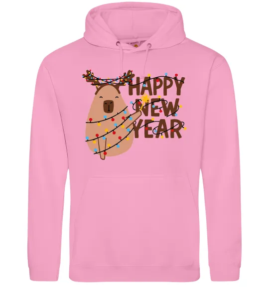 Чоловіча толстовка (худі) Новорічна капібара Рожевий фото