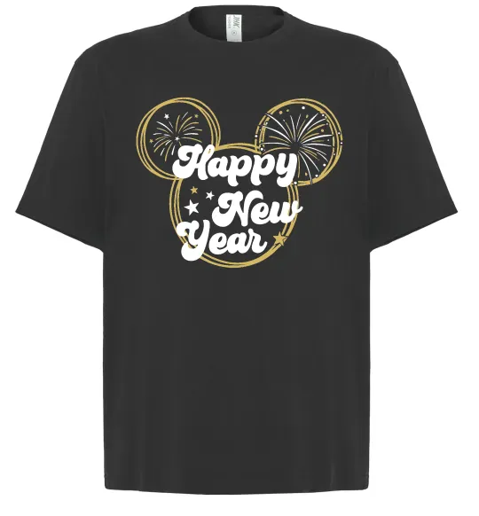 Футболка Оверсайз Happy New Year Mickey Чорний фото
