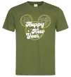 Чоловіча футболка Happy New Year Mickey Оливковий фото