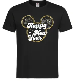 Чоловіча футболка Happy New Year Mickey Чорний фото