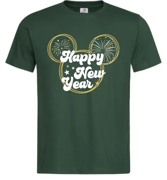 Чоловіча футболка Happy New Year Mickey Темно-зелений фото